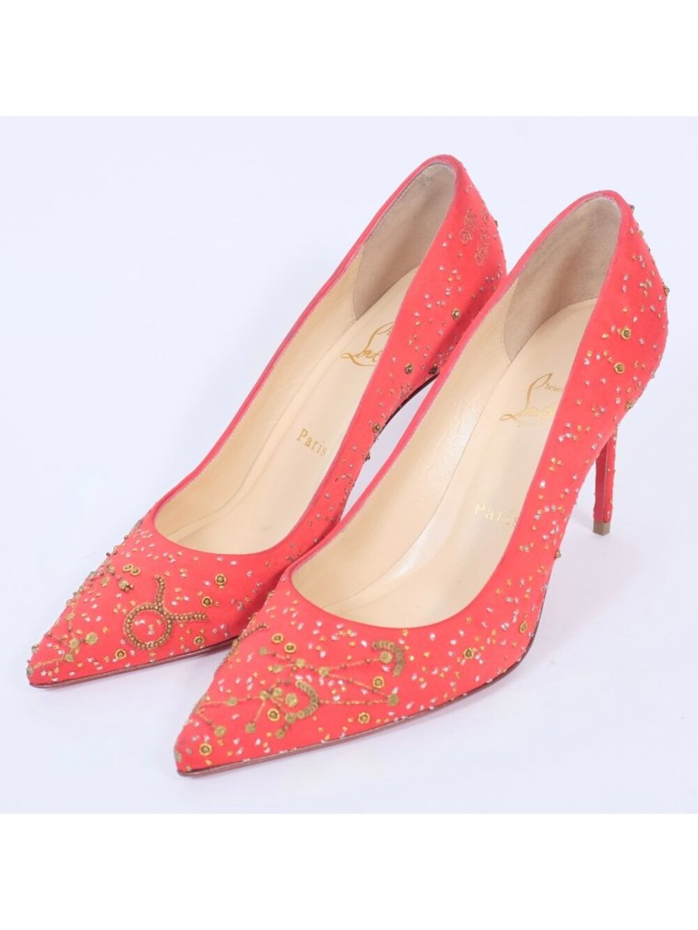 Christian Louboutin 38.5 US 8.5 Shoes Pumps Décolleté Zodiac Red Silk Taurus